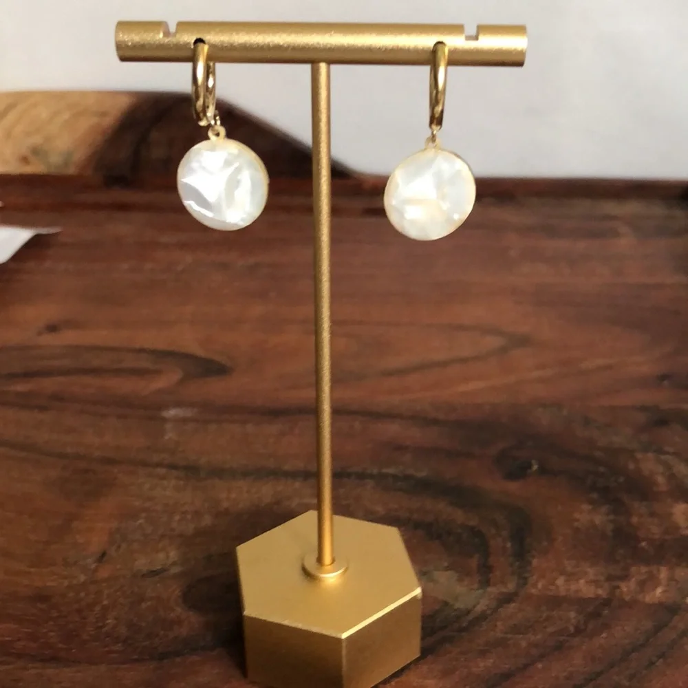 New gold-plated titanium steel four-leaf clover drop earrings women’s jewelry